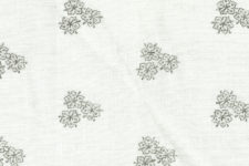 Grey flowers on white - linen