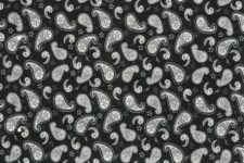 White and grey paisley on black