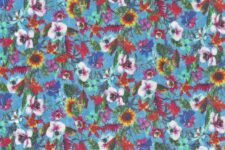 Multi coloured flowers on light blue