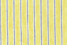 Blue and white stripes on yellow - linen