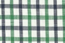 Large navy and green checks - linen
