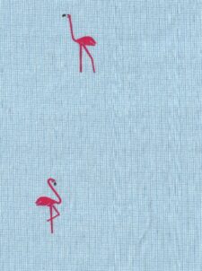 Pink flamingoes on blue check