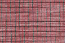 Green and maroon squares on red - linen