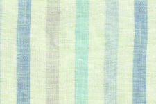 Broad multi coloured stripes on green - linen